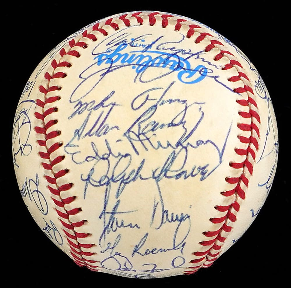 1983 World Champions Baltimore Orioles Team Signed OAL/MacPhail Baseball with (32) Signatures Including Ripken Jr. , Murray, Palmer, Ripken Sr. - Full JSA LOA