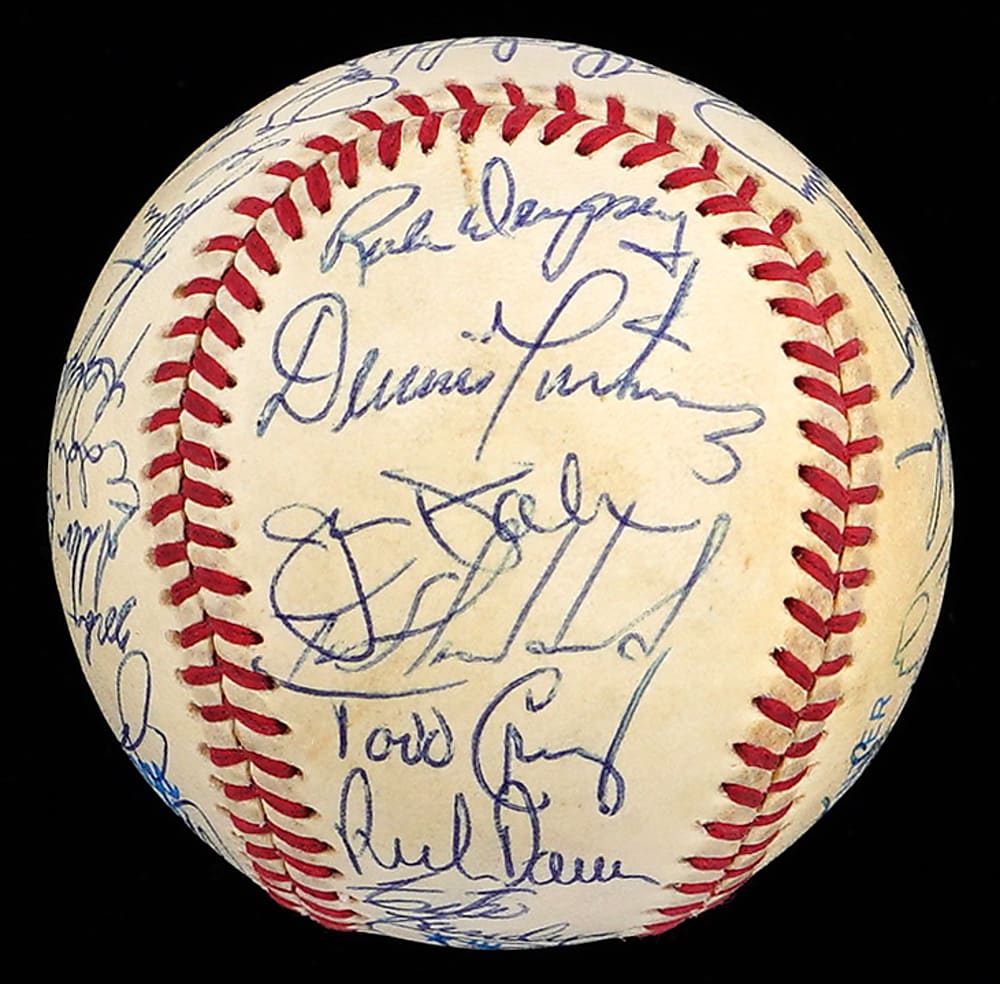 1983 World Champions Baltimore Orioles Team Signed OAL/MacPhail Baseball with (32) Signatures Including Ripken Jr. , Murray, Palmer, Ripken Sr. - Full JSA LOA