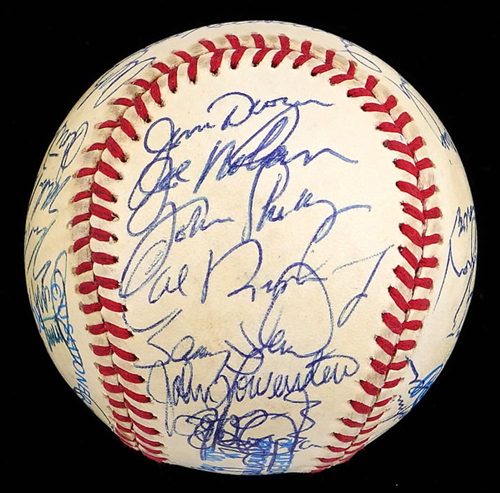 1983 World Champions Baltimore Orioles Team Signed OAL/MacPhail Baseball with (32) Signatures Including Ripken Jr. , Murray, Palmer, Ripken Sr. - Full JSA LOA