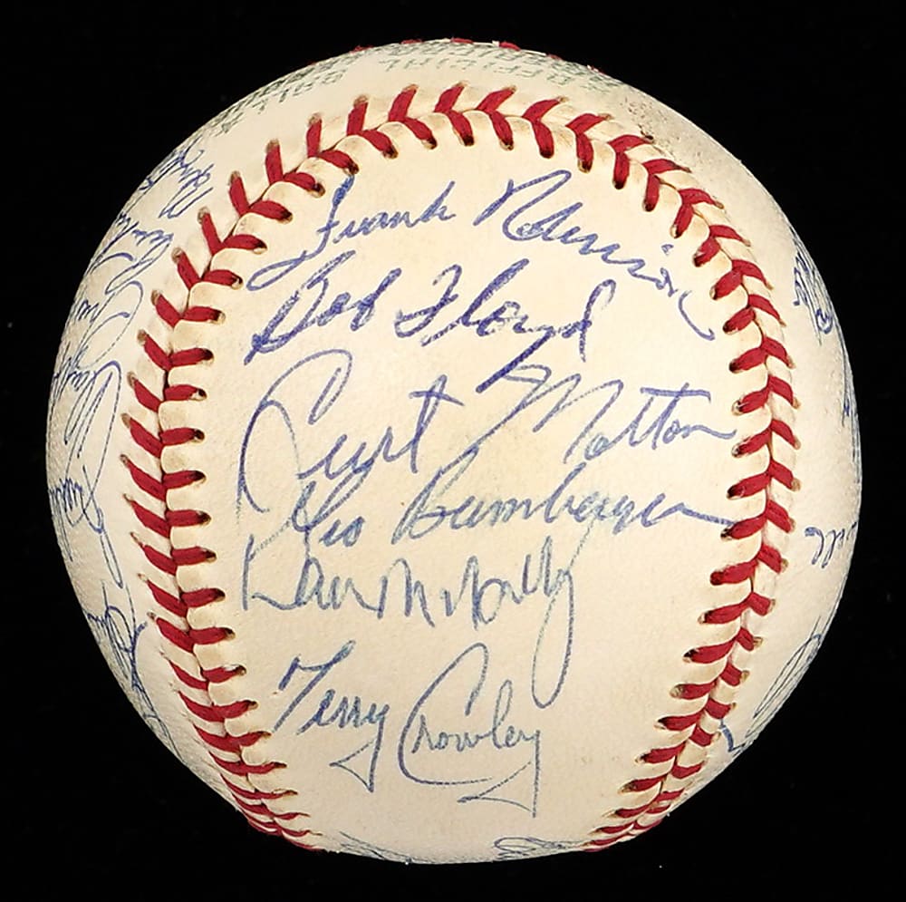 1970 World Champions Baltimore Orioles Team Signed OAL/Cronin Baseball with (27) Signatures Including Palmer, B. Robinson, F. Robinson, Weaver - Full JSA LOA