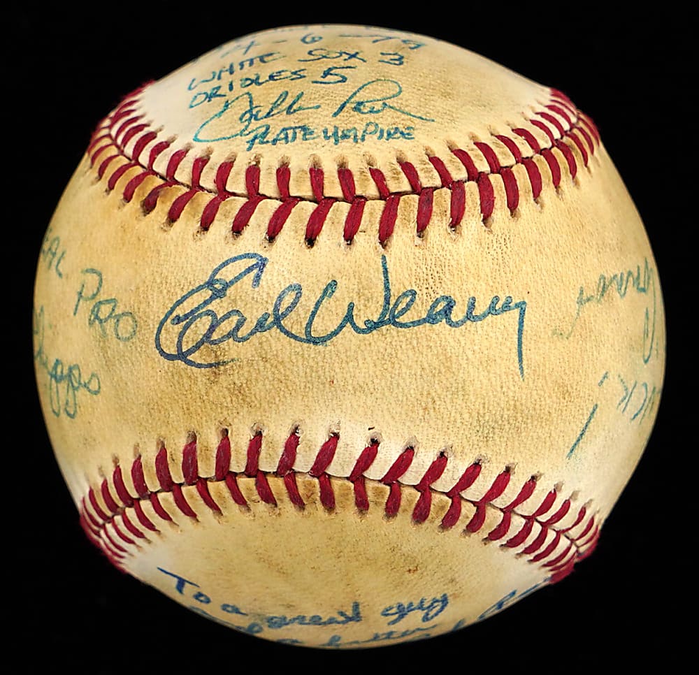 1979 Baltimore Orioles Vs. Chicago White Sox Opening Day Memorial Baseball Signed by Umpire Crew (6) + Earl Weaver