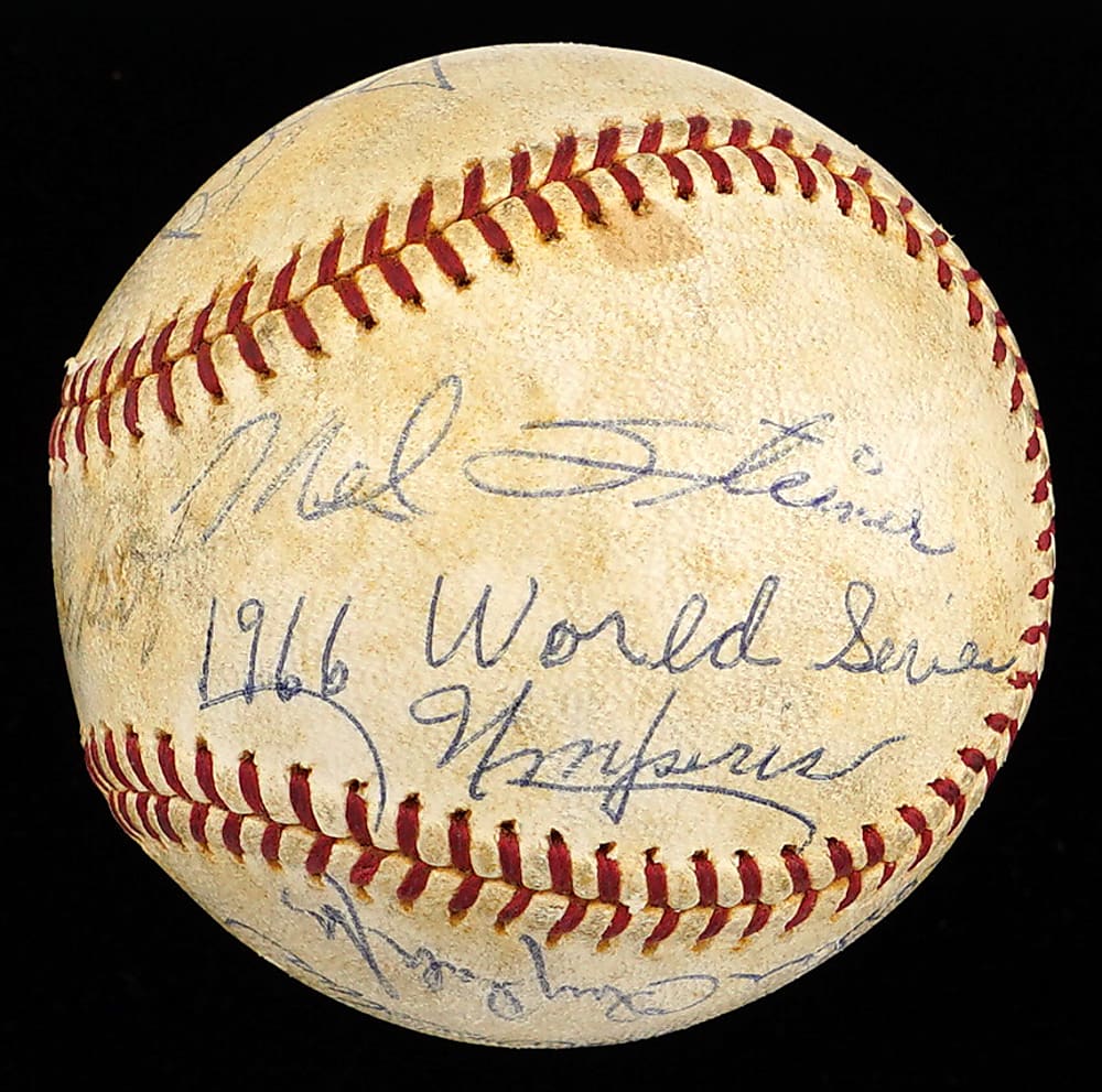 1966 World Series Umpire Crew Signed Baseball with (7) Signatures Including Nestor Chylak