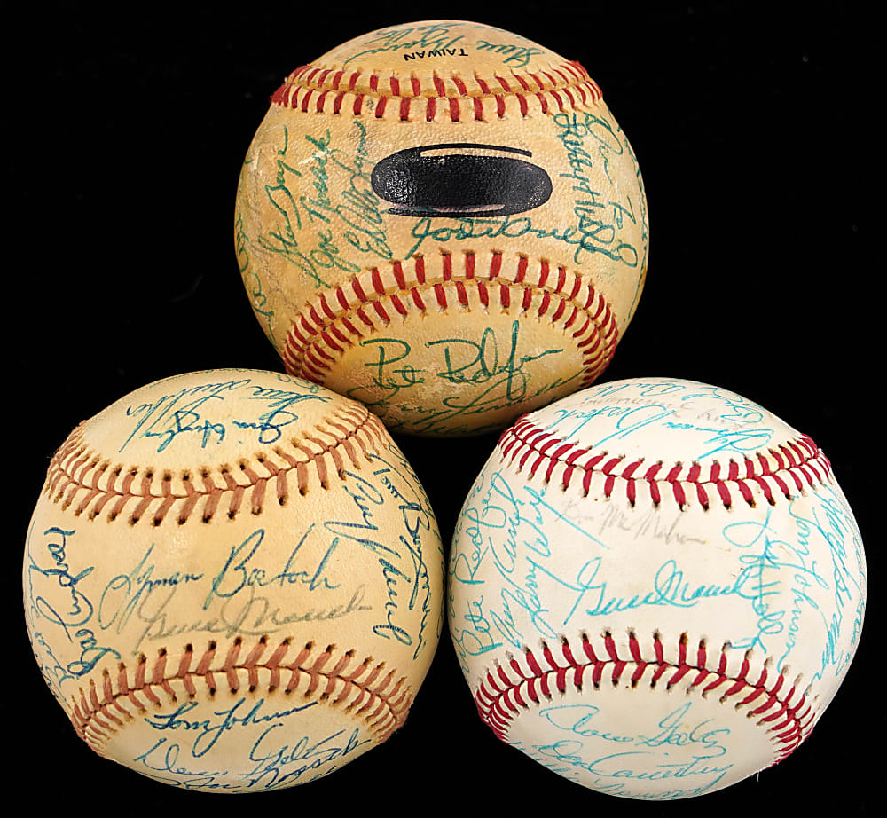 1976-1977 Minnesota Twins Team Signed Balls Trio (98) with Bostock (2), Carew (3) & Oliva (3)