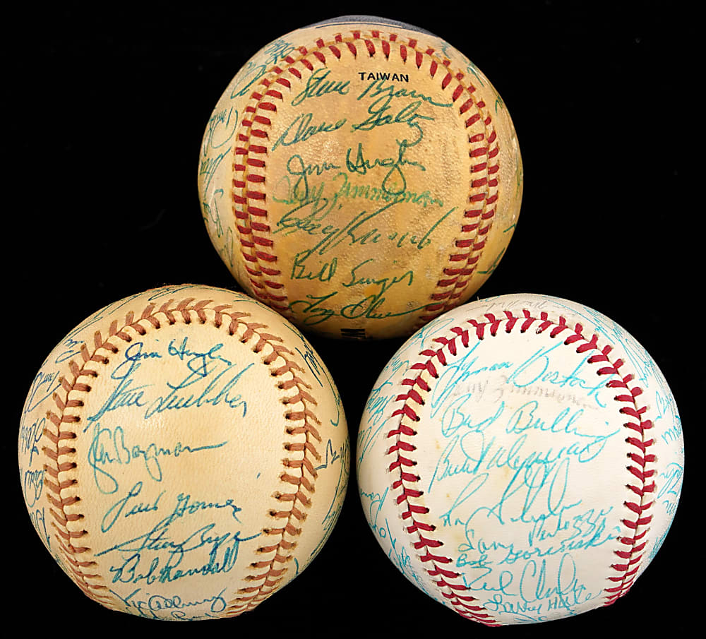 1976-1977 Minnesota Twins Team Signed Balls Trio (98) with Bostock (2), Carew (3) & Oliva (3)