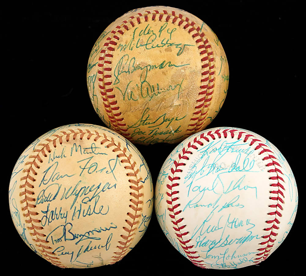 1976-1977 Minnesota Twins Team Signed Balls Trio (98) with Bostock (2), Carew (3) & Oliva (3)