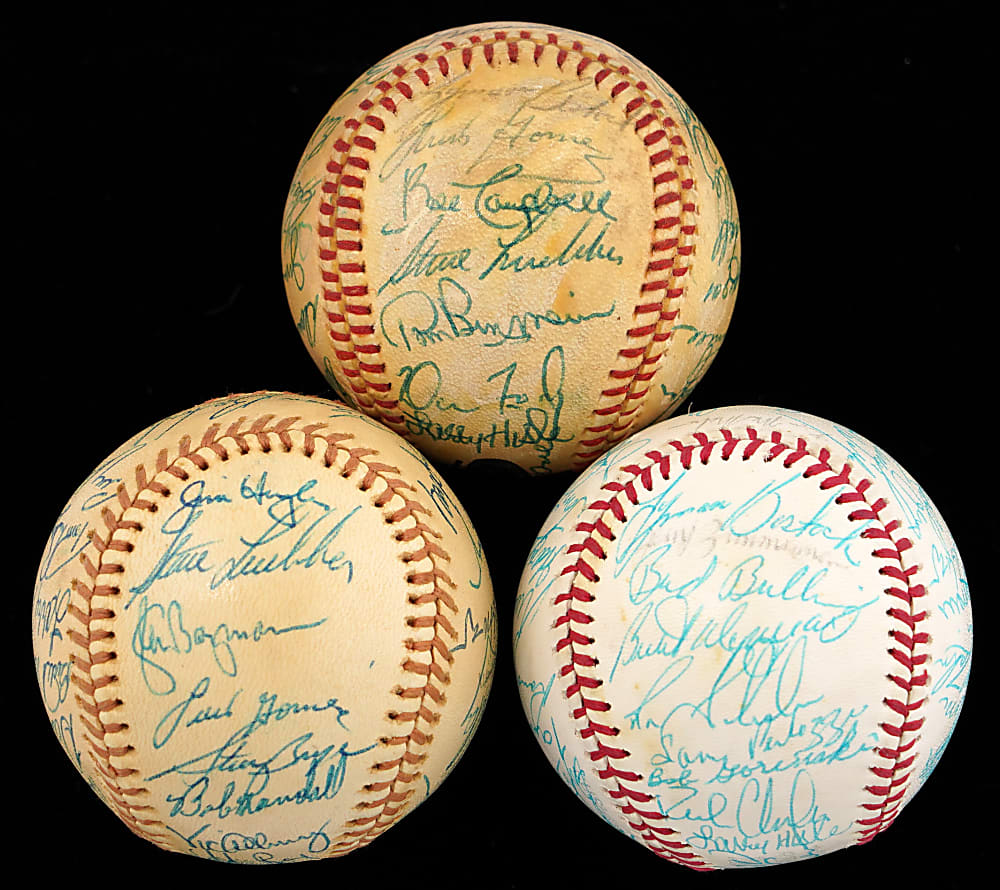 1976-1977 Minnesota Twins Team Signed Balls Trio (98) with Bostock (2), Carew (3) & Oliva (3)