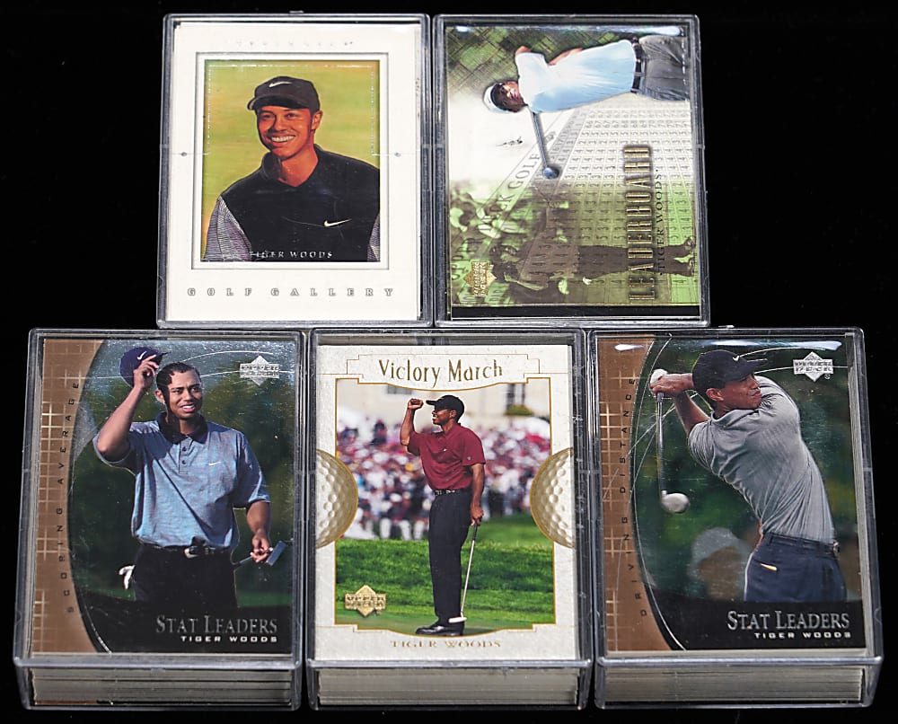 2001 Upper Deck Golf Tiger Woods Hoard (221) with (20) #1 Rookie & Tour Threads Relic (White Shirt)