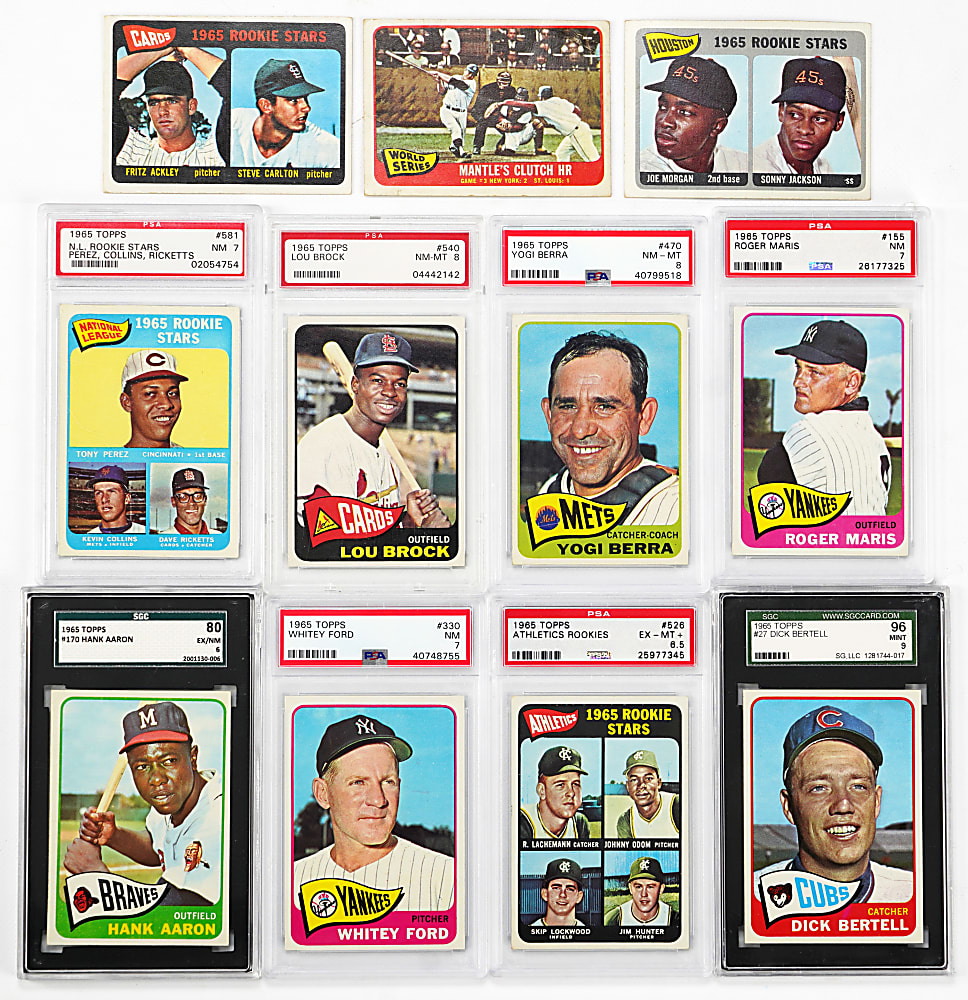1965 Topps Near Complete Set (595/598) with 45 High-Grade PSA/SGC Graded Including Several Keys