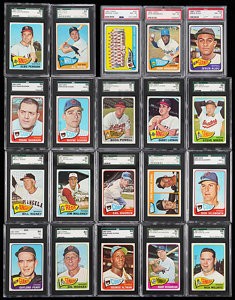 1965 Topps Near Complete Set (595/598) with 45 High-Grade PSA/SGC Graded Including Several Keys