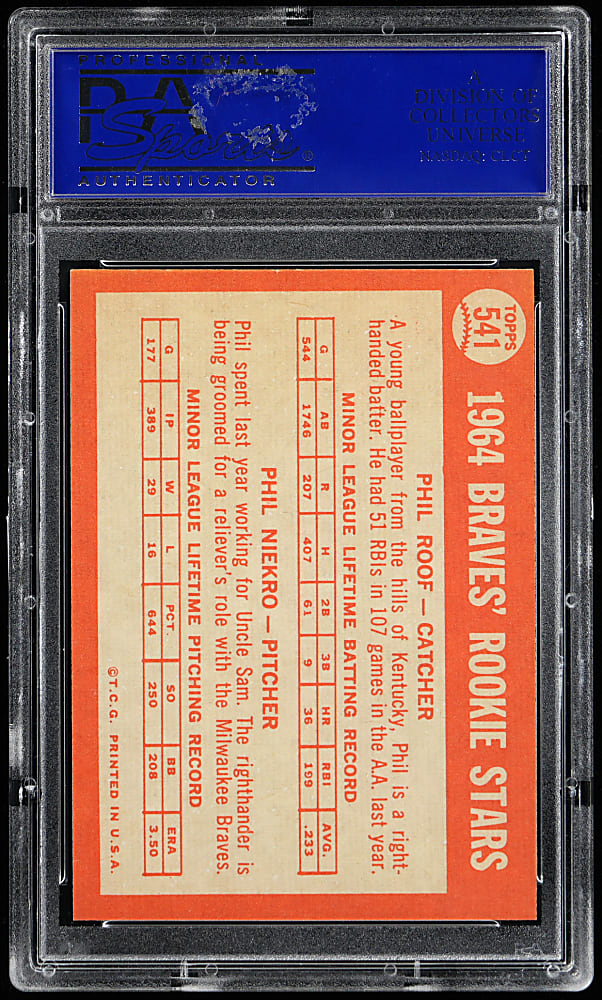 1964 Topps #541 Phil Niekro Rookie PSA NM-MT 8