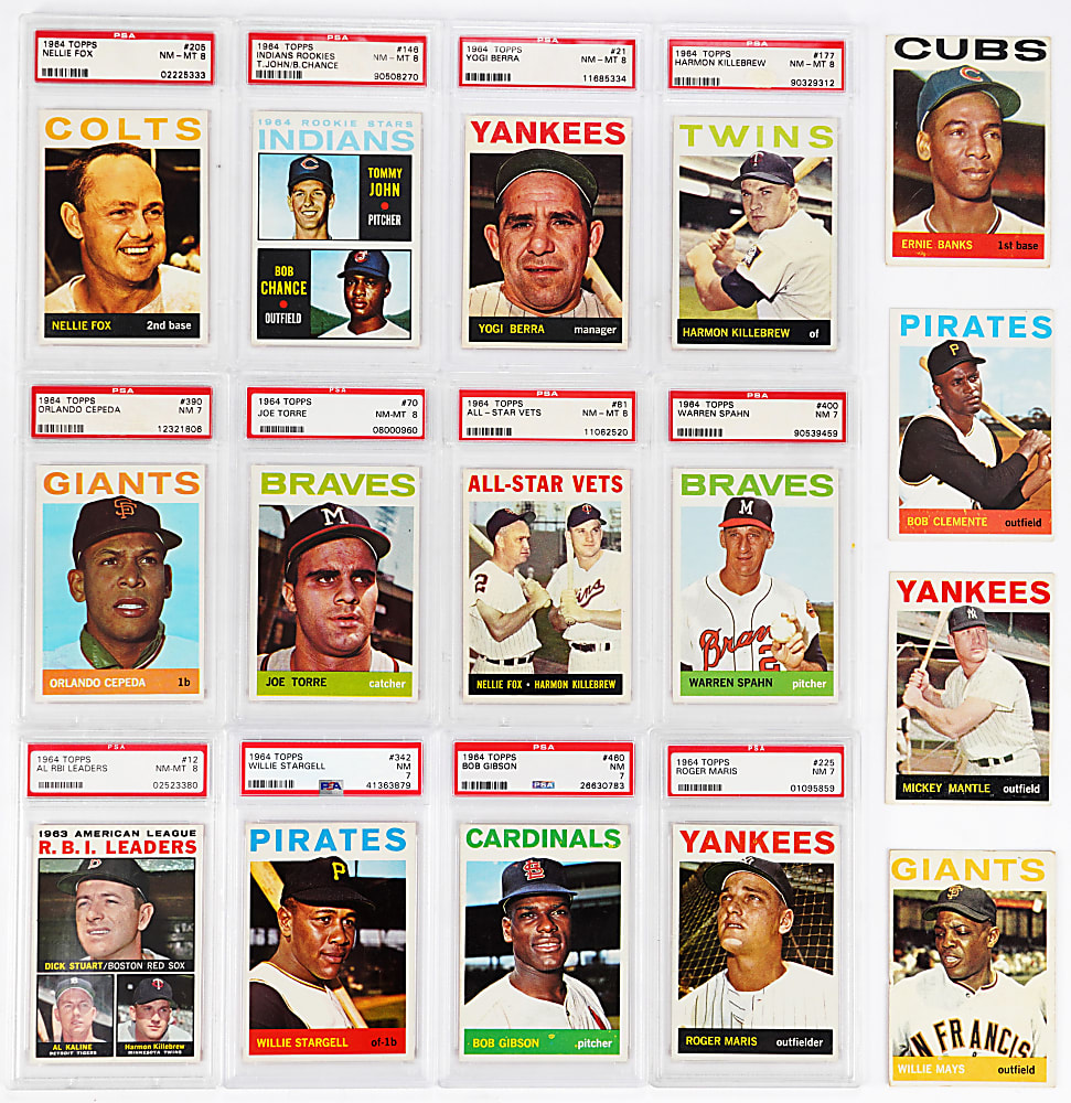 1964 Topps Near Complete Set (569/587) with 30 High-Grade PSA/SGC Graded Including Hall of Famers & Stars