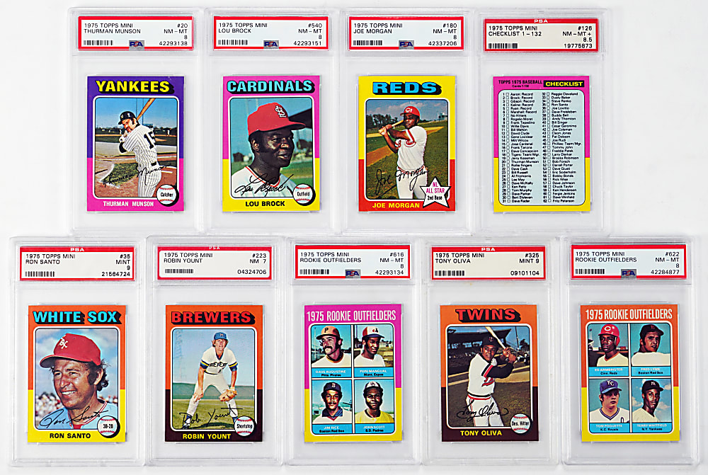 1975 Topps Mini Near Complete Set (603/660) with 90 PSA Graded Including 62 PSA MINT 9 - Sharp!