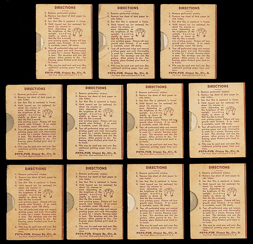 1938 R329 Clopay Foto Fun Collection (11) with Frames Plus (28) Undeveloped Negatives - (6) Total Hall of Famers & Uncatalogued
