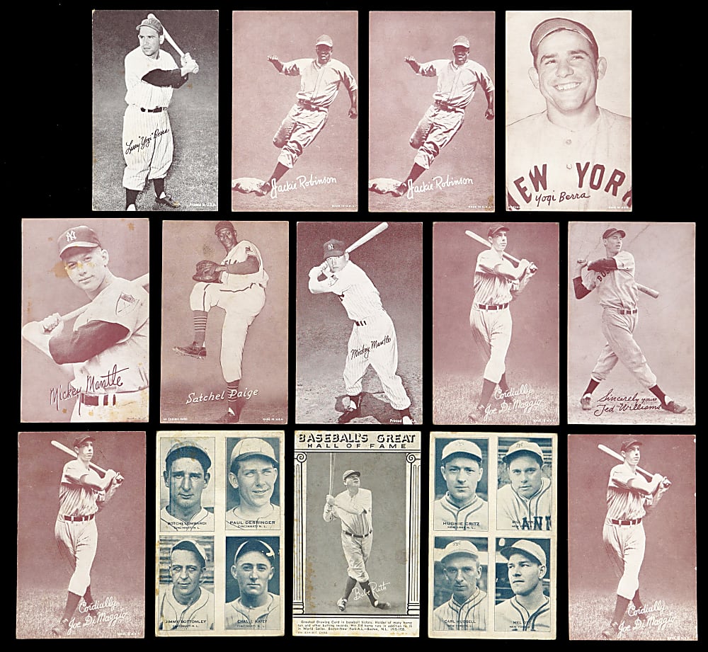 1935-1966 Exhibits Collection (121) with 50+ Hall of Famers Including 3 DiMaggio, 2 Mantle & 2 J. Robinson