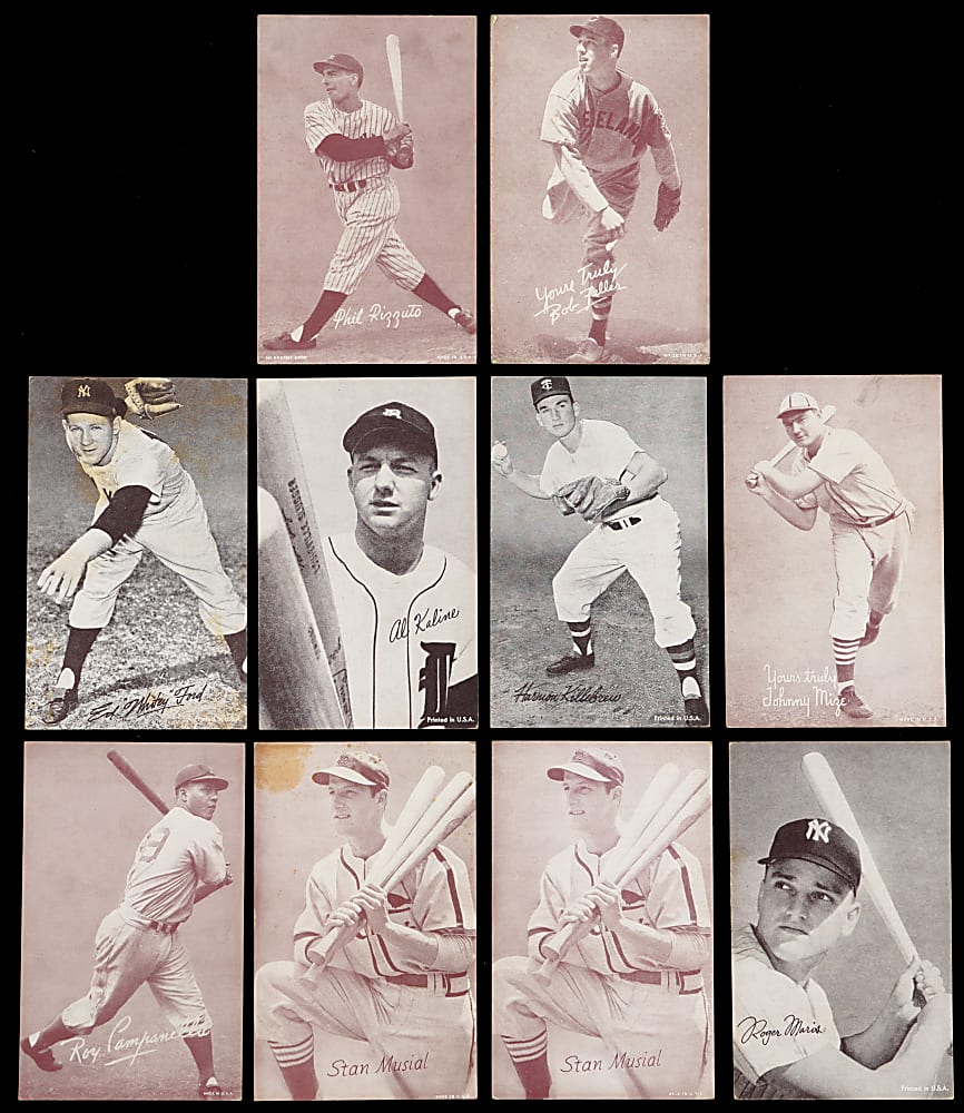 1935-1966 Exhibits Collection (121) with 50+ Hall of Famers Including 3 DiMaggio, 2 Mantle & 2 J. Robinson