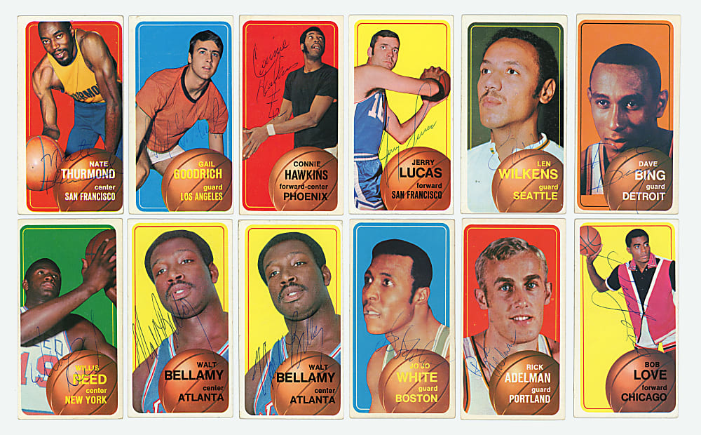 1970-1971 Topps Basketball Signed Partial Set (100/175) with Several Hall of Famers Including #92 Gus Johnson & 2 Dupes