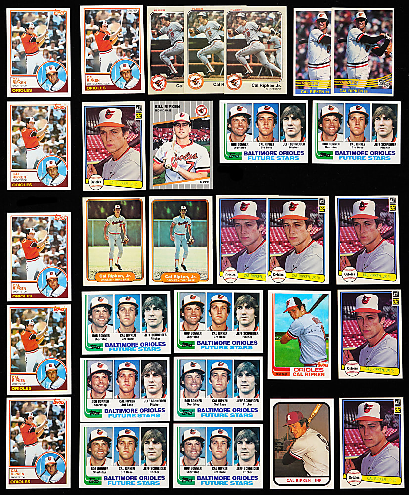 1981-Modern Cal Ripken Jr. Hoard (225+) with (18) Rookies Including 1981 TCMA Rochester Red Wings & 1982 Topps Traded Plus Extra Bill Ripken Error