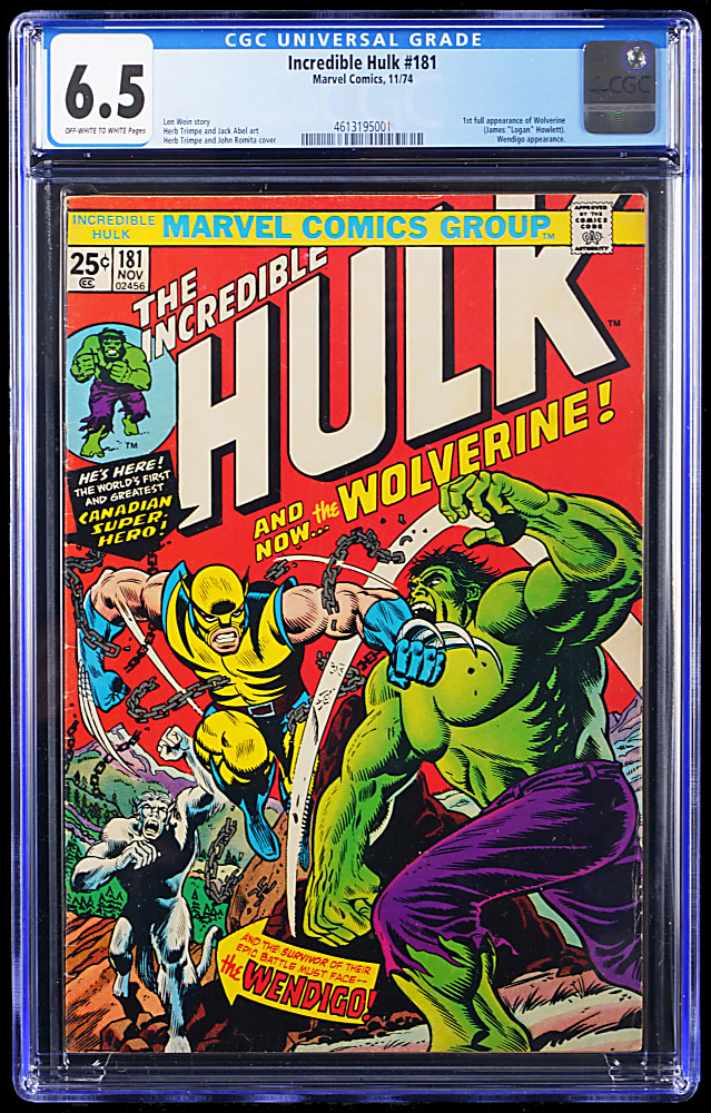 1974 Marvel The Incredible Hulk #181 First Full Appearance of Wolverine - CGC 6.5