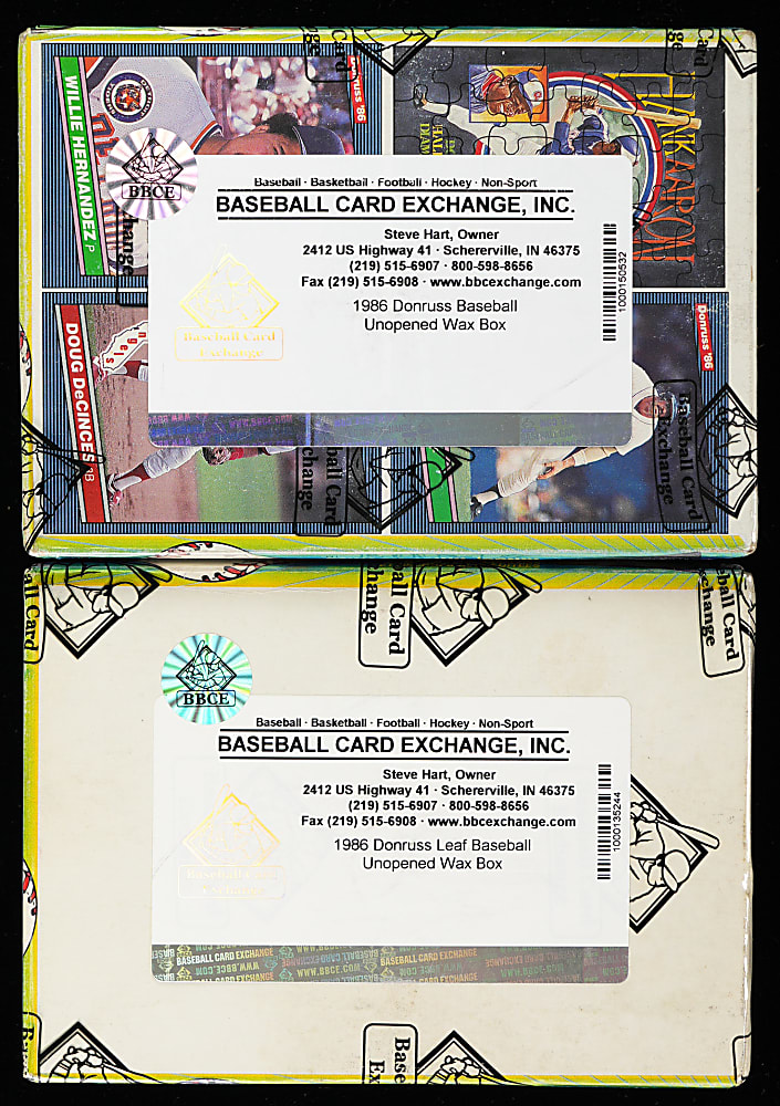 1986 Donruss & 1986 Leaf Unopened Wax Box Pair - Both BBCE