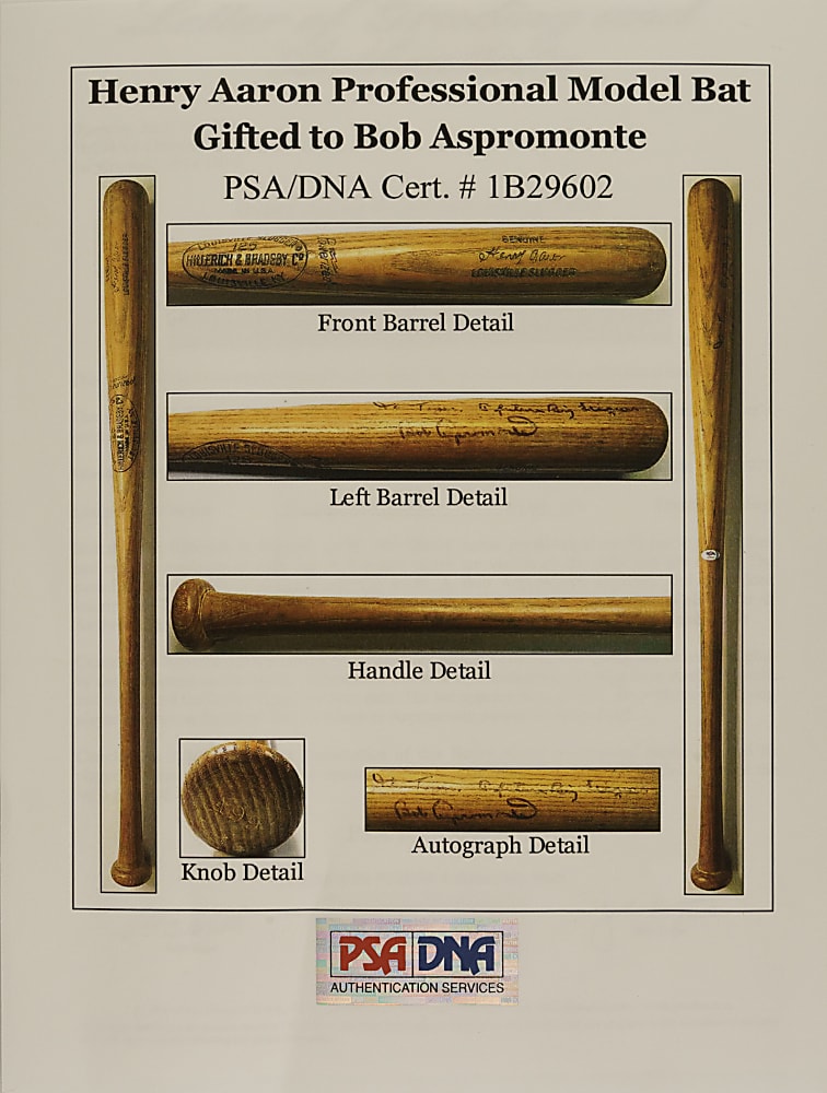 1970-1972 Hank Aaron Atlanta Braves Game-Used Bat PSA/DNA GU 7 from Teammate Bob Aspromonte