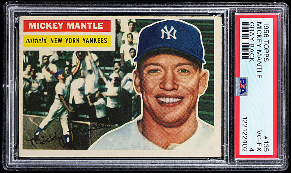 1956 Topps #135 Mickey Mantle Gray Back PSA VG-EX 4