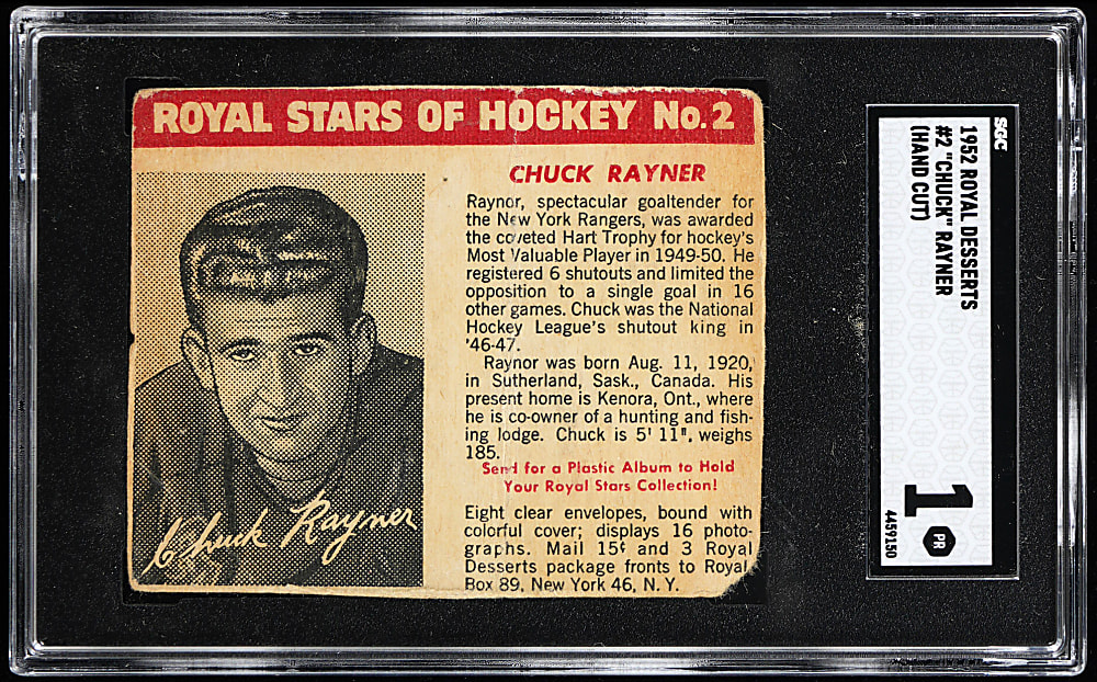 1952 Royal Desserts Hockey #2 Chuck Rayner SGC POOR 1