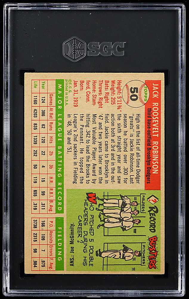 1955 Topps #50 Jackie Robinson Full Diamond SGC VG/EX 4