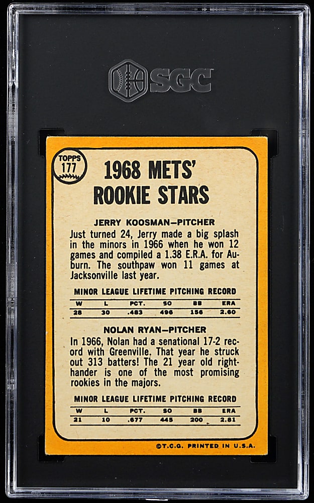 1968 Topps #177 Nolan Ryan Rookie SGC VG+ 3.5