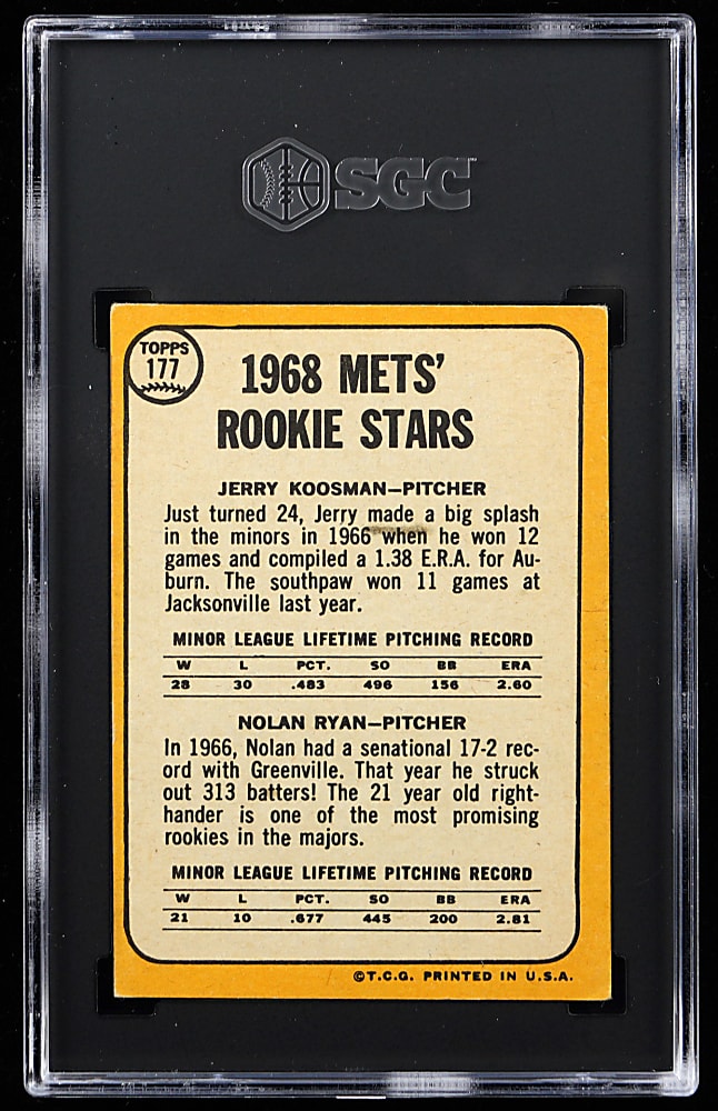 1968 Topps #177 Nolan Ryan Rookie SGC VG/EX 4