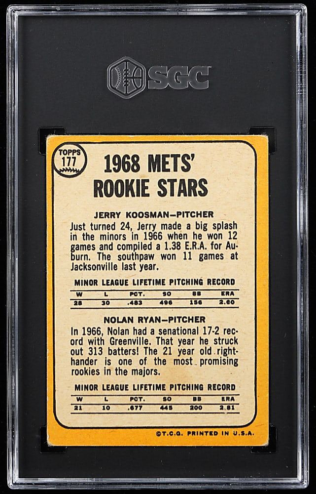 1968 Topps #177 Nolan Ryan Rookie SGC GOOD 2