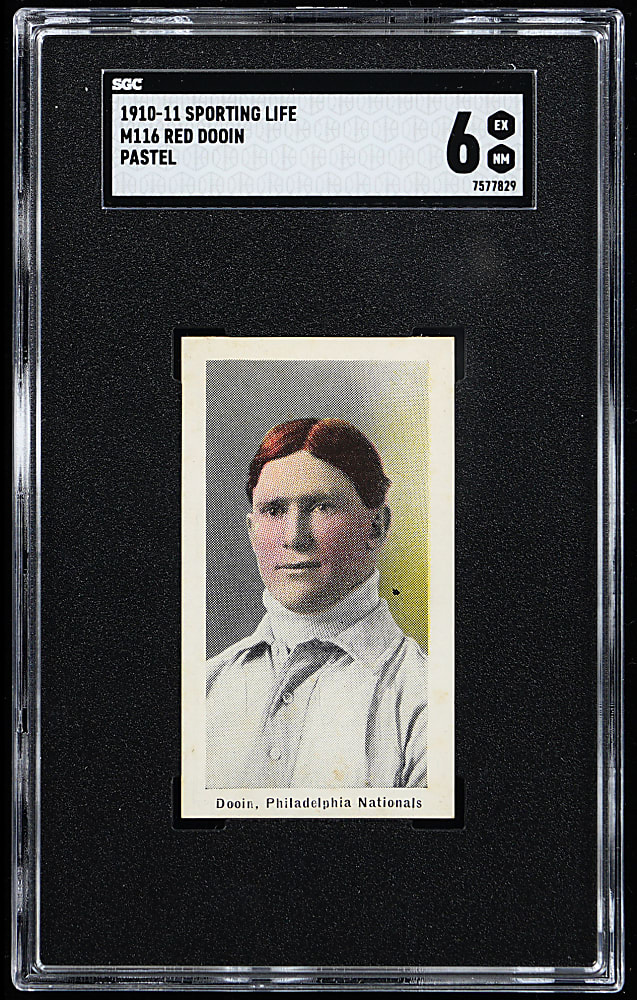1910-1911 M116 Sporting Life Red Dooin Pastel Background SGC EX/NM 6