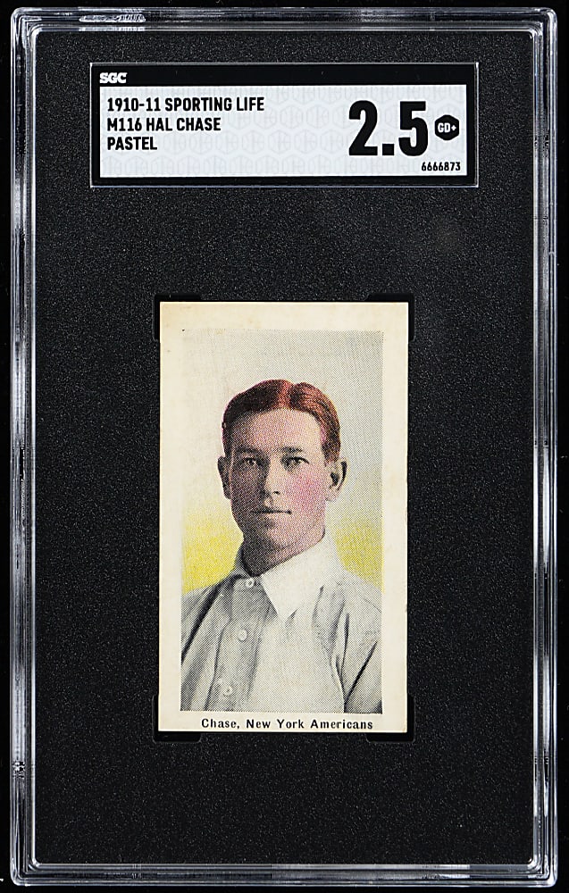 1910-1911 M116 Sporting Life Hal Chase Pastel Background SGC GOOD+ 2.5