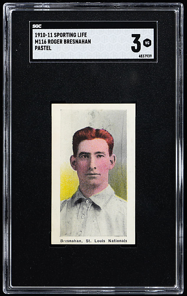 1910-1911 M116 Sporting Life Roger Bresnahan Pastel Background SGC VG 3