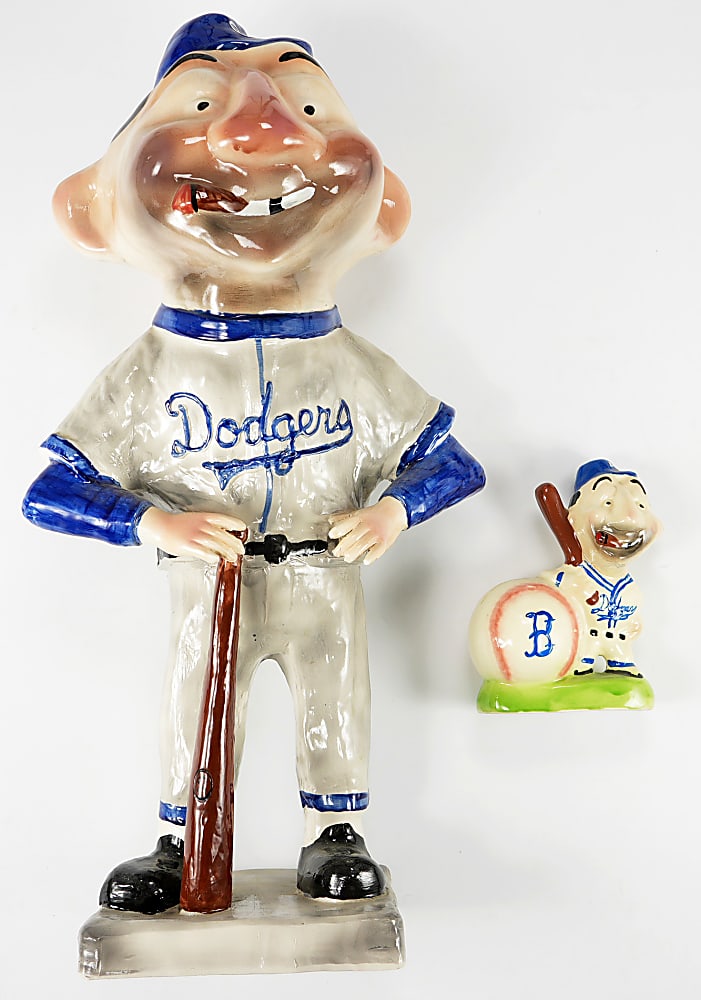 1950s Gibbs-Conner Brooklyn Dodgers Bum Exceedingly Rare 25” Promotional Porcelain Mascot Statue