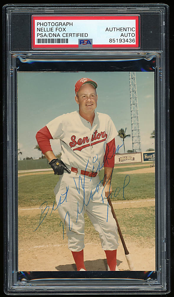 1968-1972 Nellie Fox Signed & Inscribed Washington Senators Photo - PSA/DNA Authentic