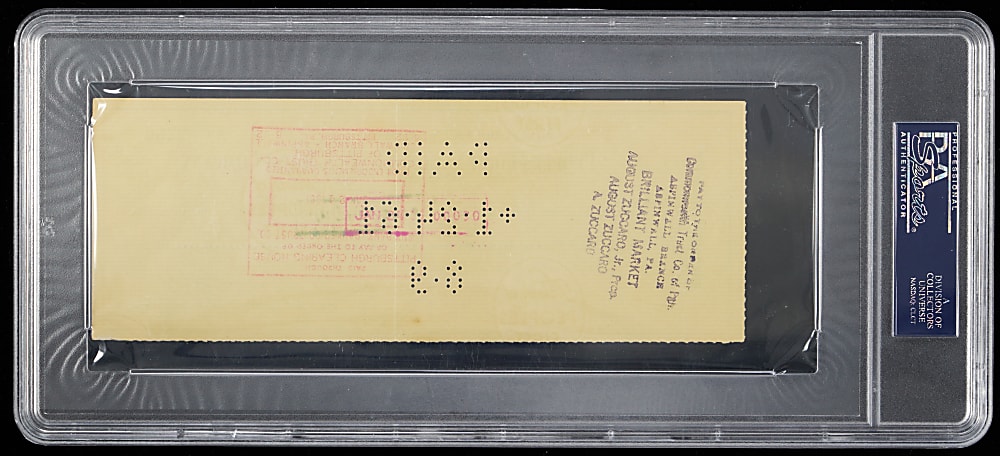1961 Branch Rickey Signed People's First National Bank Check - PSA Authentic