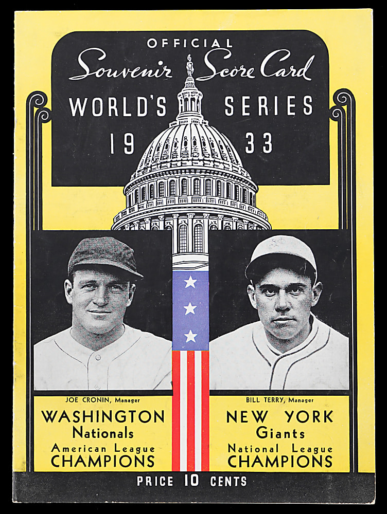 1933 World Series Game 4 Program New York Giants at Washington Nationals - Neatly Scored (Bill Terry Home Run)