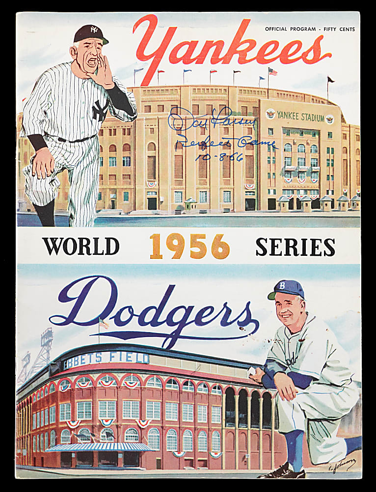 1956 World Series Game 5 Program “Larsen’s Perfect Game” Signed by (8) with Don Larsen Signed & Inscribed Cover