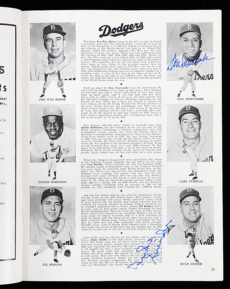 1956 World Series Game 5 Program “Larsen’s Perfect Game” Signed by (8) with Don Larsen Signed & Inscribed Cover