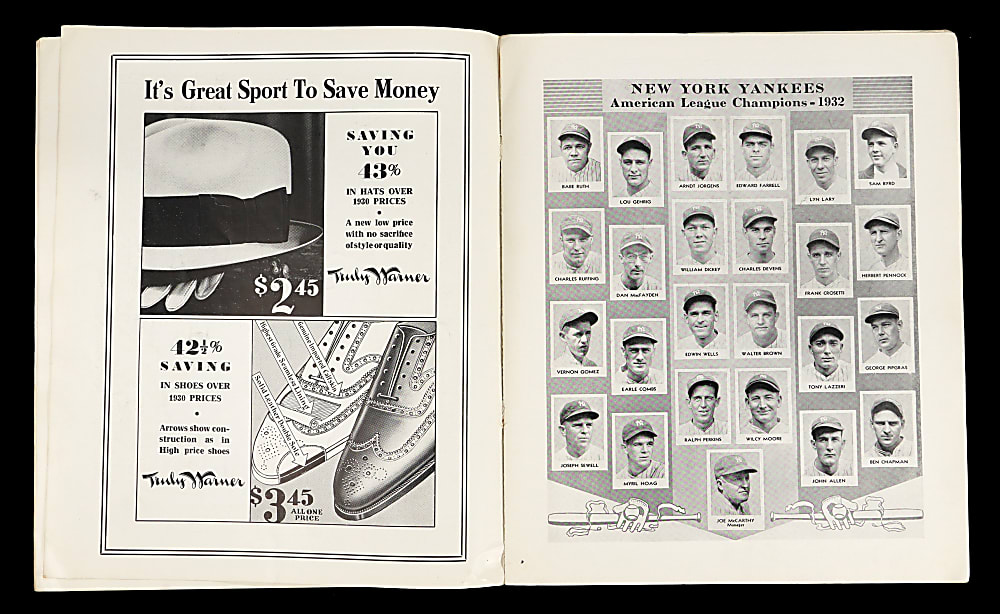 1932 World Series Program Scored for Game 3 "Babe Ruth's Called Shot" - Gehrig & Ruth 2 Home Runs Each