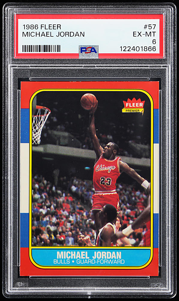 1986-1987 Fleer Basketball #57 Michael Jordan Rookie PSA EX-MT 6