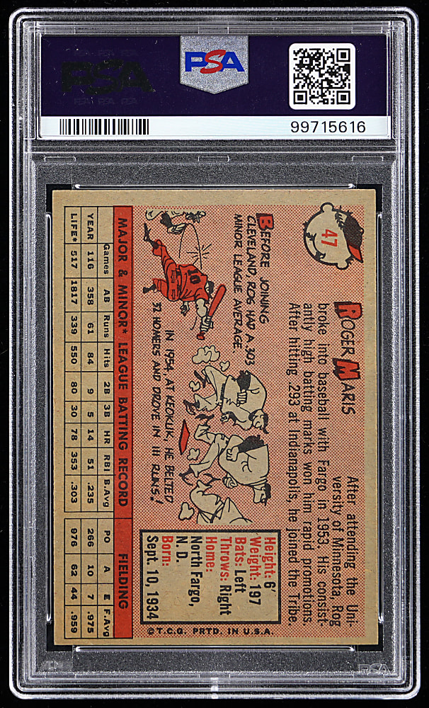 1958 Topps #47 Roger Maris Rookie PSA EX-MT 6