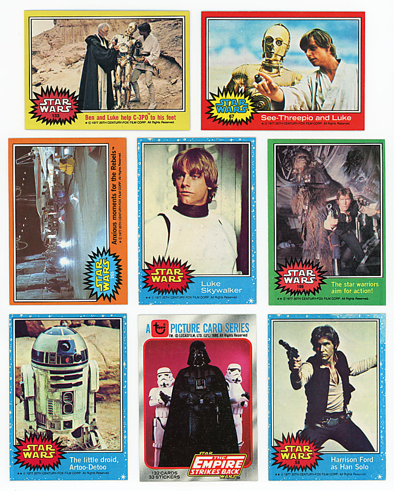1977-1980 Topps Star Wars Complete Series Set Collection (8) with 1977 Series 1-5 & 1980 Series 1-3
