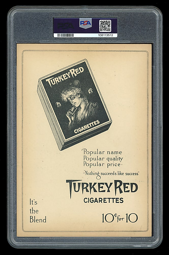 1911 T3 Turkey Red Cabinets #119 George Stone Ad Back PSA VG+ 3.5
