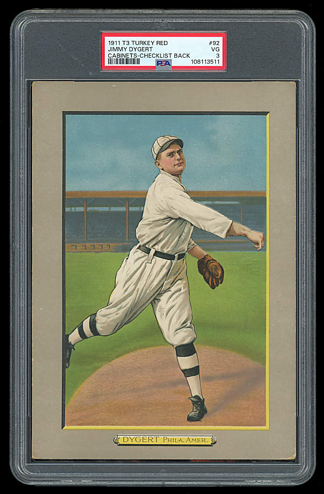 1911 T3 Turkey Red Cabinets #92 Jimmy Dygert Checklist Back PSA VG 3