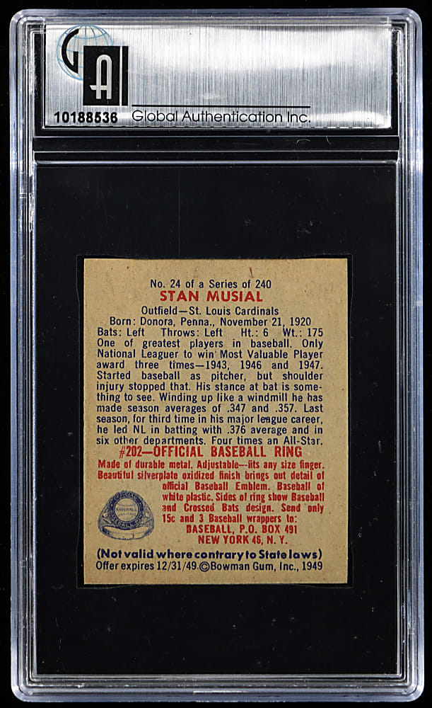 1949 Bowman #24 Stan Musial GAI NM-MT+ 8.5