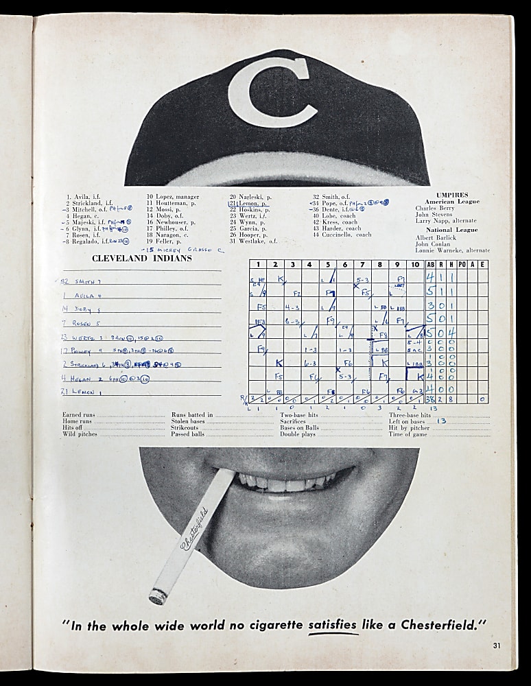 1954 World Series Game 1 "The Catch (Willie Mays)" Neatly Scored Program