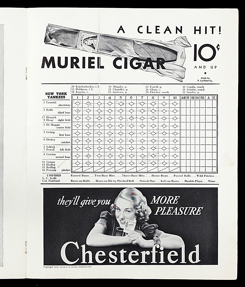 1936, 1937 & 1938 World Series Program Trio with 1938 Game 4 Sweep Clincher