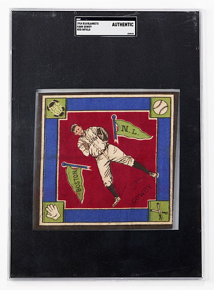 Extremely Rare 1914 B18 Blankets Hank Gowdy Red Infield SGC Authentic - Population 1