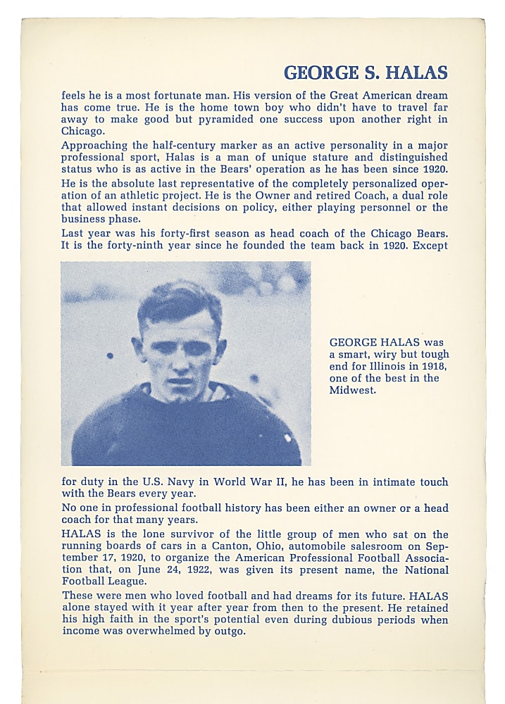 1968 Vince Lombardi and George Halas Dual-Signed Chicago Athletic Association 3rd Annual Sports Night-Stag Banquet Program